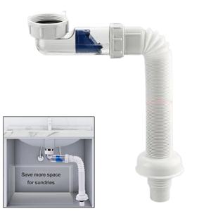 ABS 폐기물 파이프 유연한 사이펀 배수 호스 G1-1/2 인치 싱크대 폐수 파이프 확장 가능 28-88cm 홈 개폐식 배수 튜브