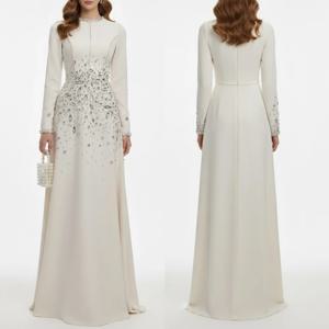 맞춤형 럭셔리 이브닝 드레스 라인스톤 O넥 A라인 롱 드레스 맞춤형 행사 우아한 파티 웨딩 고품질