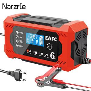 대형 스크린 자동차 배터리 충전기 6A/8A/10A 12V 자동차 오토바이 배터리 충전 장치 납산 배터리 스마트 수리 LCD 디스플레이