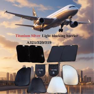 에어버스 A320 321 차양, 티타늄 실버 휴대용, 접이식 차양, 자외선 차단, 햇빛 차단, 단열
