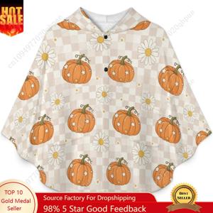 아늑한 플란넬 담요 스웨터, 호박 데이지 패턴의 오버사이즈 후드티, 포켓이 있는 어린이 및 청소년용