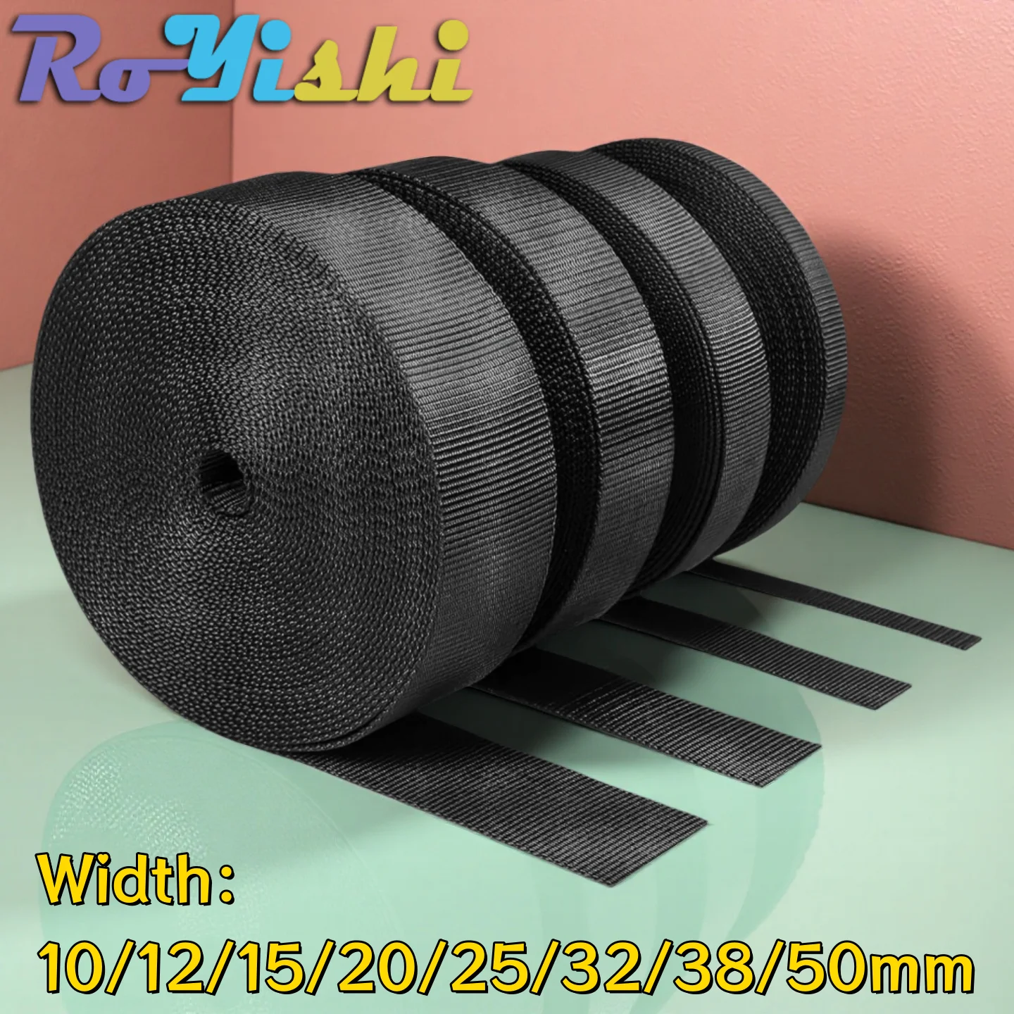 5 야드 블랙 나일론 웨빙 테이프 배낭 스트랩 애완 동물 칼라 안전 벨트 리본 밴드 DIY 가방 의류 봉제 액세서리