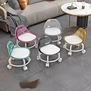 다용도 아크릴 타원형 벨트 등받이 의자(360도 포함) °   회전 및 슬라이딩 스툴 - 이동이 용이하도록 바퀴가 달림