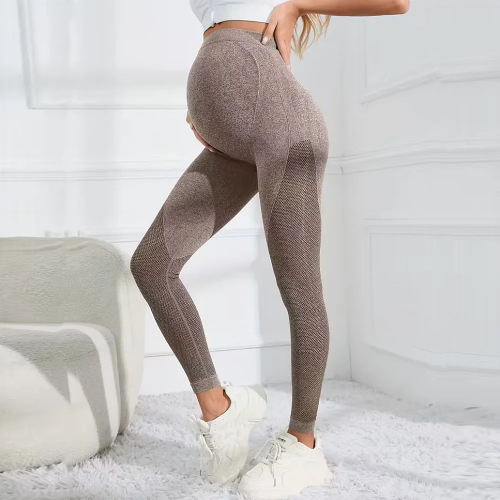 여성용 임산부 레깅스 빠른 건조 통기성 요가 하이웨이스트 팬츠 슬림 핏 고탄력 임산부 의류