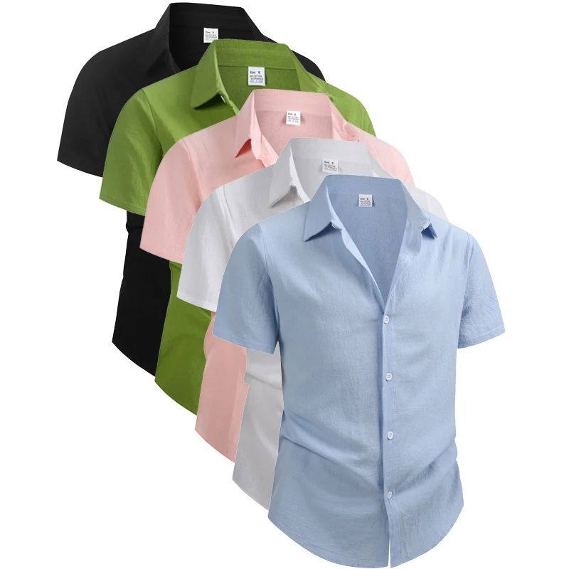 100% 린넨 코튼 셔츠 남성 여름 반팔 남성 상의 2026 브랜드 의류 고품질 셔츠 캐주얼 패션 셔츠 남성용