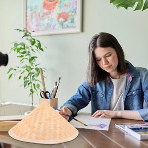 어린이를위한 3Pcs 대나무 모자 수제 원뿔형 디자인 DIY 장식 표면 베트남 농부 일본 야외 활동