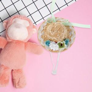 미니 밀짚모자 공예용 작은 솜브레로 리본 꽃 장식 인형의 집 미니어처 직조 모자 장식 소형 DIY