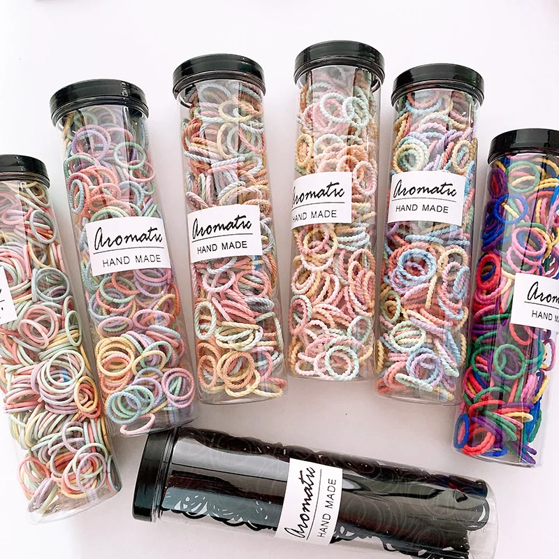 100 개/대 탄성 헤어 밴드 소녀 아기 헤어 액세서리 어린이 헤어 링 헤드 로프 Scrunchies 모자를 쓰고 있죠 병을 제외하고