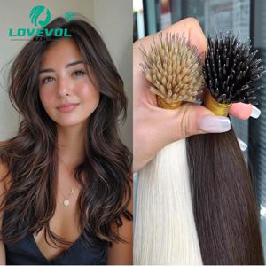 스트레이트 레미 마이크로 비즈 링 헤어 익스텐션, 나노 링, 인모 연장, 자연 색상, 0.5g, 0.8g, 1g, 스트랜드, 12-26 인치, 50 개