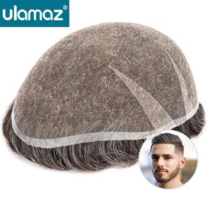 프리미어 스위스 레이스 Toupee 울트라 섬세한 에어 레이스 남성 헤어 보철물 80% 밀도 남자 가발 전체 레이스 헤어 시스템 유닛 망 가발