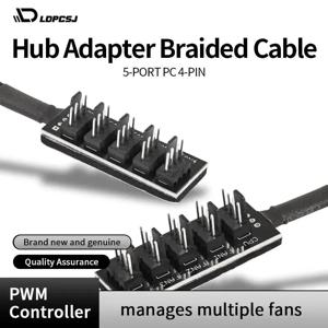 LDPCSJ 5-웨이 4-핀 PWM PC 팬 허브 스플리터 1-to-5 확장 케이블 마더보드 케이스 내부 4핀/3핀 팬 전원 공급