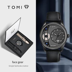 TOMI 남성용 미니멀리스트 비즈니스 쿼츠 시계용 선물 상자 세트 럭셔리 다목적 더블 스트랩 분리형 시계 축제 선물