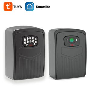 TUYA 지문 또는 비밀번호 안전 키 박스 Bluetooth 보관 잠금 상자 스마트 라이프 앱 벽걸이 보안 도난 방지 잠금 상자