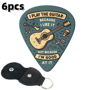 Miwayer 6개 3가지 다른 두께의 오리지널 사운드 기타 피크/밝은 색상의 패턴, 음악 애호가를 위한 키체인 홀스터 포함