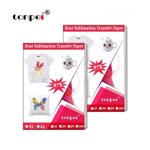 50 매 A3 A4 열 승화 전사 용지 폴리스터 티셔츠 용 잉크젯 프린터로 직물 의류 머그잔 안경 커팅 매트