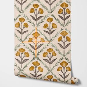 큰 꽃 노란색 꽃 배경 화면, 전통적인 부직포 식물 벽 벽지, 장식 벽 데칼 벽지 스티커