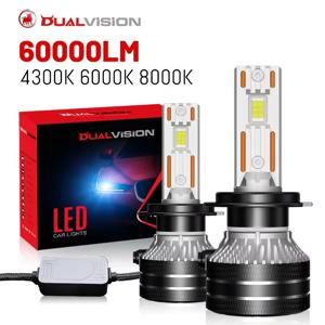 Dualvision K5C H7 H4 H11 LED 자동차 헤드라이트 H1 H8 9005 HB3 9006 HB4 9012 880 881 H27 9007 9008 H13 4300K ​​6000K 8000K CSP Canbus
