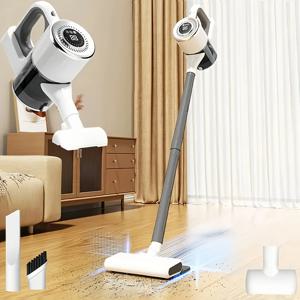 JKUOO 휴대용 무선 진공 청소기, 18Kpa 55분 스마트 스틱 진공, 엉킴 방지 디자인 하드 바닥 카펫 애완 동물 털