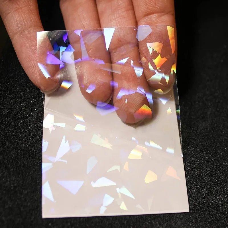 50/100 시트 홀로그램 깨진 유리 콜드 라미네이션 필름 자체 접착 홀로그램 비닐 스티커 방수 투명