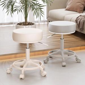 헤어 스타일리스트를위한 살롱 의자 높은 탄력성 스폰지 채워진 쿠션 바퀴가있는 높이 조절 롤링 의자 절단 의자