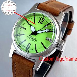 사용자 정의 Tandorio TD-177 36mm 군용 샌드 블라스트 사파이어 그린 다이얼 시계 100m 방수 일본 NH35A 자동 시계