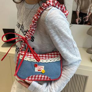 패션 여성 핸드백 한국어 Y2K 겨드랑이 숄더 백 미니멀리스트 조절 가능한 스트랩 메신저 배낭 통근 가방 장식 선물