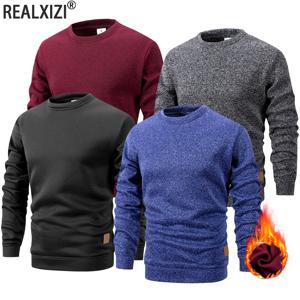 남성 가을 긴 소매 니트 풀오버 솔리드 컬러 크루 넥 따뜻한 스웨터 남성 캐주얼 루즈 스웨트 스트리트 스포츠웨어