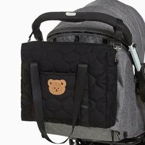 귀여운 곰돌이 테마 엄마 가방 - 병, 기저귀 등을 담을 수 있는 다용도 유모차 정리함, 휴대용 기저귀 가방 유모차 가방