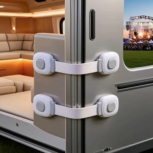 1개 모터홈 플라스틱 안전 잠금장치 무타공 접착식 서랍문 잠금장치 더블 스냅 냉장고 문 잠금장치 RV 부품