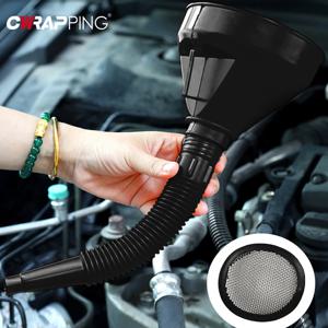 다기능 유연한 자동차 연료 블랙 깔때기, 유출 방지 주유 및 오일 교환 도구 (넓은 입구와 손잡이 포함)