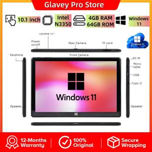 타입-C 10.1인치 윈도우 11 태블릿 인텔 N3350 쿼드 코어 CPU 4GB 램 64GB 롬 1920 x 1200 IPS 듀얼 카메라 1개의 USB 3.0 HD-MI 포트