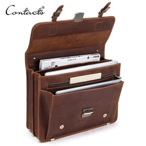CONTACT'S 남성용 천연 가죽 비즈니스 가방 고품질 서류가방 사무용 가방 남성용 토트백 노트북 가방 포트폴리오 가방 문서 가방