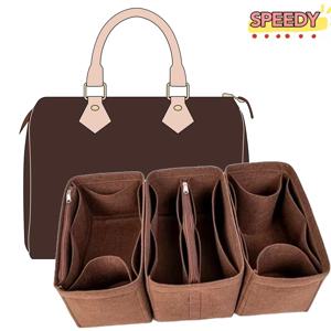 럭셔리 핸드백 스피디 25 30 35용 탈부착 가능한 펠트 파우치 인서트 오거나이저 메이크업 백 쉐이퍼 라이너 여행용 이너 파우치