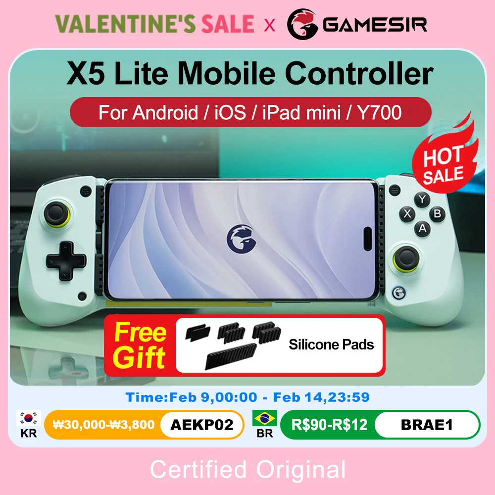 GameSir X5 Lite 모바일 폰 게임패드 아이폰 16 15 시리즈 아이패드 미니 안드로이드 태블릿 컨트롤러 홀 이펙트 조이스틱 디자인
