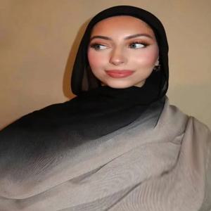 새로운 그라데이션 컬러 히잡 투톤 스카프 타이다이 코튼 숄 무슬림 여성용 랩 헤어밴드 이슬람 터번 푸라르