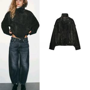 봄 신상 패션 루즈핏 긴소매 가죽 오토바이 재킷 여성용 스타일리쉬 아우터 폴리에스터 섬유 숏 지퍼 코트