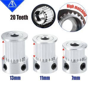 부드러운 3D 프린터 GT2 오픈 타이밍 벨트 풀리 20 치아 보어 5mm 폭 6mm/9mm/10mm/12mm GT2 동기 벨트 2GT 20 치아 20T
