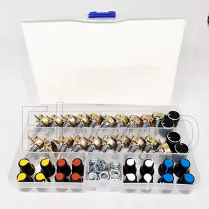 20sets/Box WH148 15MM 단일 전위차계 키트 B5K/10K/20K/50K/100K 손잡이 세트 샤프트 너트 포함