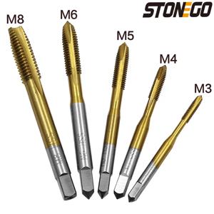 STONEGO 티타늄 코팅 스레드 탭 드릴 메트릭, 나선형 플루트 나사 탭, M3, M4, M5, M6, M8, HSS6542, 1 개, 5 개, 10 개