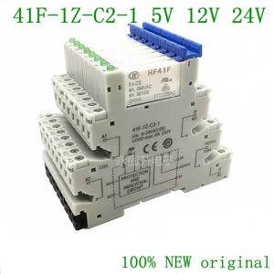 10PCS 41F-1Z-C2-1 HF41F 24-ZS 12-ZS 5V 12V 24V 230V 6A 1CO 슬림/SSR 릴레이 LED 웨이퍼 릴레이가 있는 나사 소켓 장착
