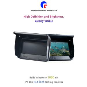 내장 배터리 1000 니트 IPS LCD 4.3 인치 낚시 모니터