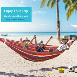 목화 레인보우 걸이식 침대, 나무 끈이 달린 원단 해먹, 야외 실내용 휴대용 가방 포함, 1-2 인용, 264lbs 용량