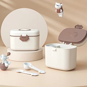 아기 수유 디스펜서 컨테이너 야외 여행 활동을 위한 운반 손잡이 및 숟가락이 있는 휴대용 우유 분말 보관 상자