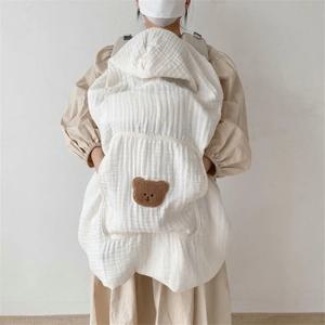 모슬린 아기 유모차 담요 신생아 Swaddle Wrap 만화 후드 슬링 커버 모기 방지 태양 보호 유아 잠자는 이불