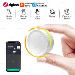 새로운 Tuya ZigBee 스마트 노브 스위치 DIY 무선 장면 버튼 회전식 조광기 스위치 가전 자동화 연결 리모콘