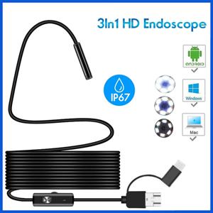 5.5/8mm HD 하수구 산업용 내시경 방수 배관 내시경 유형 C 미니 카메라 3 in 1 자동차 내시경 for Android