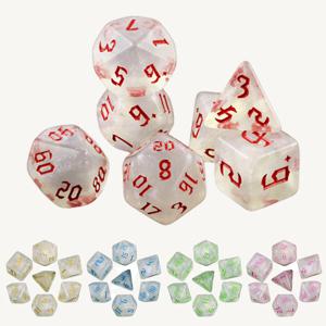 7개/세트 글리터 효과 다면체 주사위 D&D 게임 주사위 (던전 앤 드래곤 RPG 보드 게임 액세서리, 롤플레잉 게임 주사위)