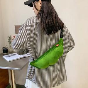 창의적인 맞춤형 에다마메 크로스바디 백 하라주쿠 스타일 숄더백 재미있는 허리 가방 여성용 단색 PU 패션 백
