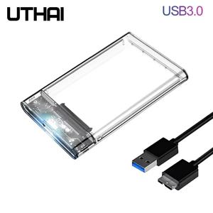 UTHAI 2.5 인치 직렬 SATA SSD 하드 드라이브 인클로저, 6TB 투명 모바일 외장 하드 드라이브 인클로저 지원, G06