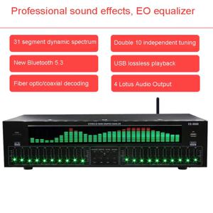 EQ8000 이퀄라이저 Bluetooth 5.3 광섬유 동축 디지털 오디오 디코딩 USB 디스크 프리 스테이지 플레이어 AC220V ± 10% 50Hz/60Hz